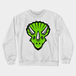 Green Triceratops Horns Face Logo Crewneck Sweatshirt